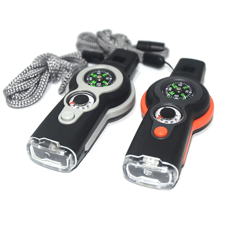 Multifunction 7 in1 Outdoor Survival Whistle Keychain with Compass Magnifier
Multifunction 7 in1 Outdoor Survival Whistle Keychain with Compass Magnifier