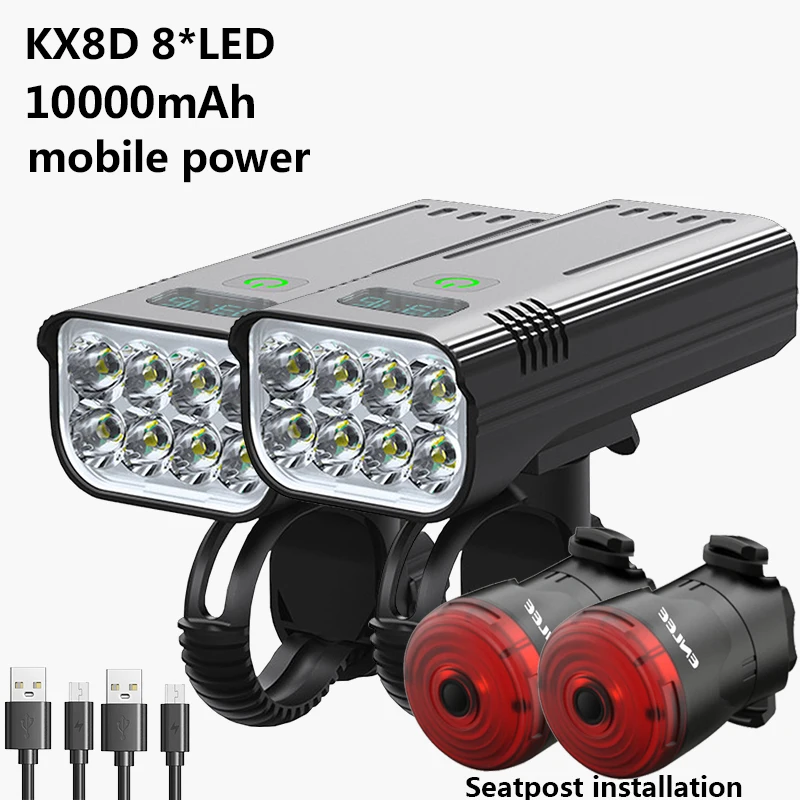 10000mAh Bicycle Light Headlight Waterproof USB Rechargeable Bike Light 8*35 LED Super Bright Flashlight Cycling Front Lights
10000mAh Bicycle Light Headlight Waterproof USB Rechargeable Bike Light 8*35 LED Super Bright Flashlight Cycling Front Lights