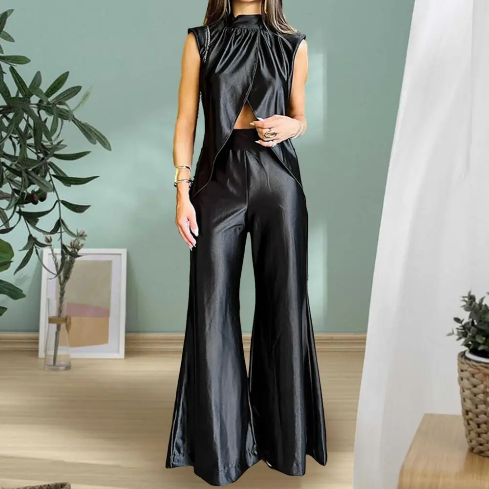 Wide-leg Trousers Vest Set Chic Satin 2-piece Set Vest with Irregular Split Hem Wide Leg Flared Pants for Women for Any Women
Wide-leg Trousers Vest Set Chic Satin 2-piece Set Vest with Irregular Split Hem Wide Leg Flared Pants for Women for Any Women