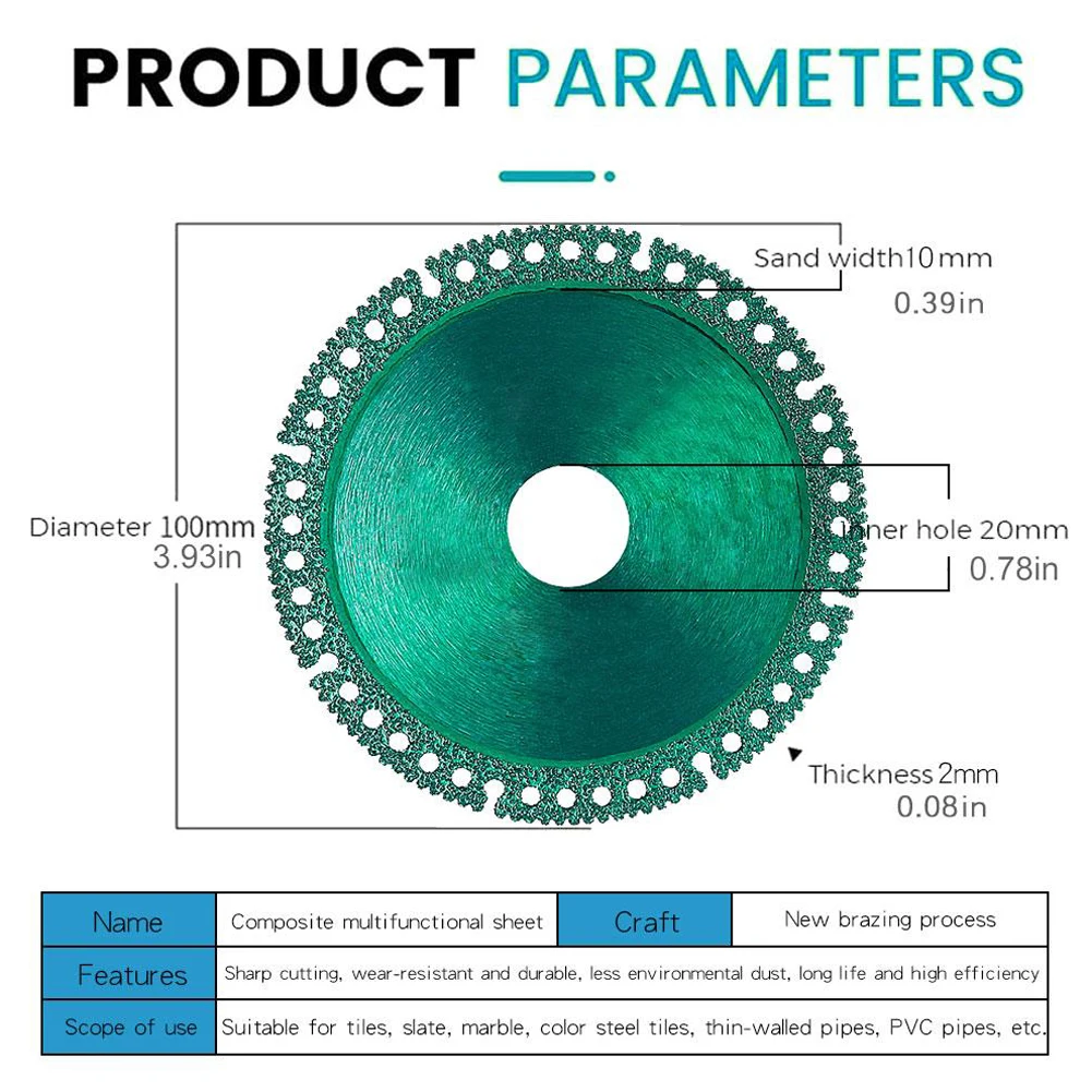 2pc Metal Cutting Disc Circular Multifunctional For Marble Tile Ceramic Cutting Tool Angle Grinder Stainless Steel Grinding Disc
2pc Metal Cutting Disc Circular Multifunctional For Marble Tile Ceramic Cutting Tool Angle Grinder Stainless Steel Grinding Disc