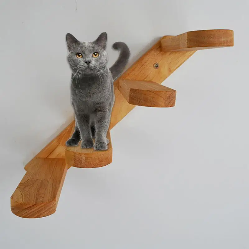

Cat Wall Shelves Wood Cat Stairs With 4 Steps Cat Great For Scratching And Climbing Wall Mounted Cat Shelves For Playful Cats