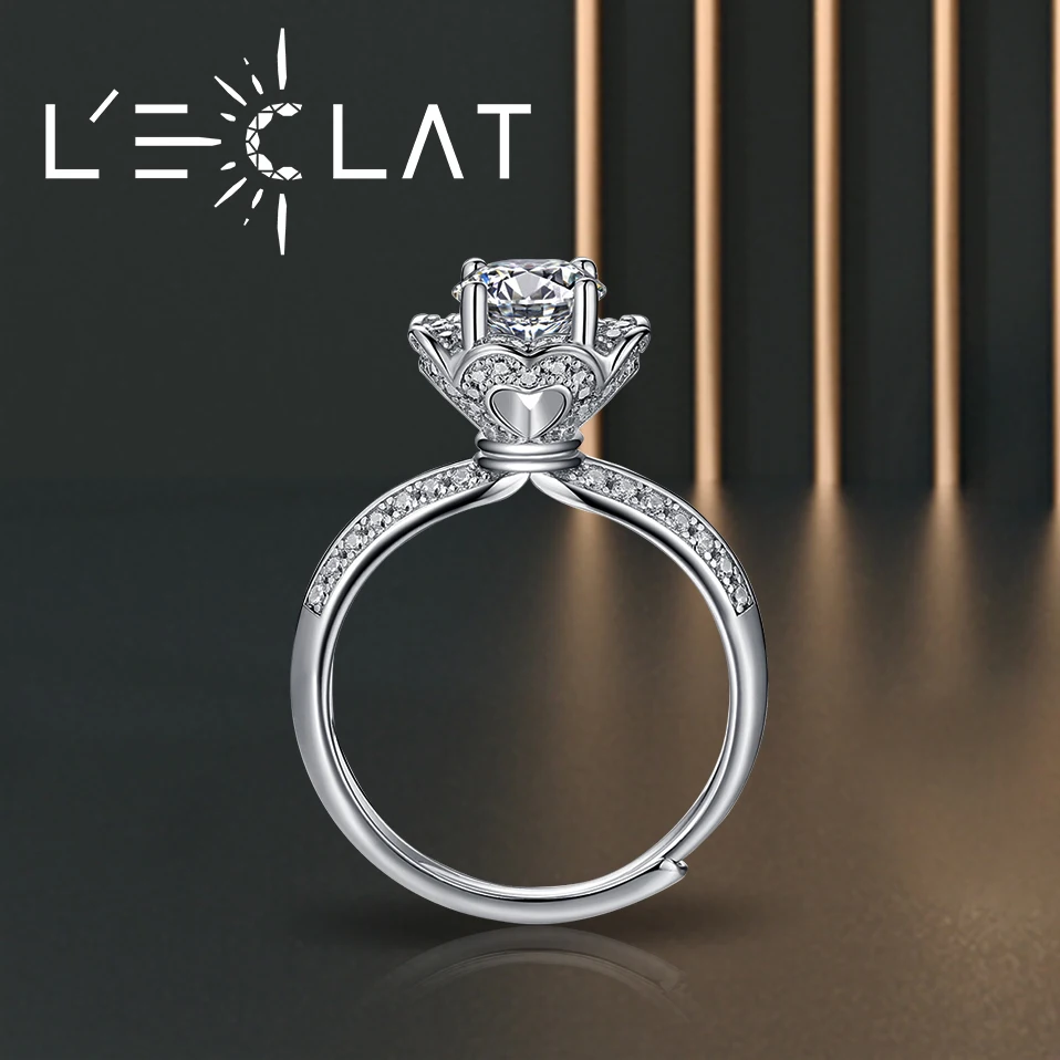 

LECLAT 1-2ct D цветное VVS1 Муассанит кольцо для женщин Свадебное украшение с GRA 925 пробы Серебряное покрытие 18k золото обручальное кольцо