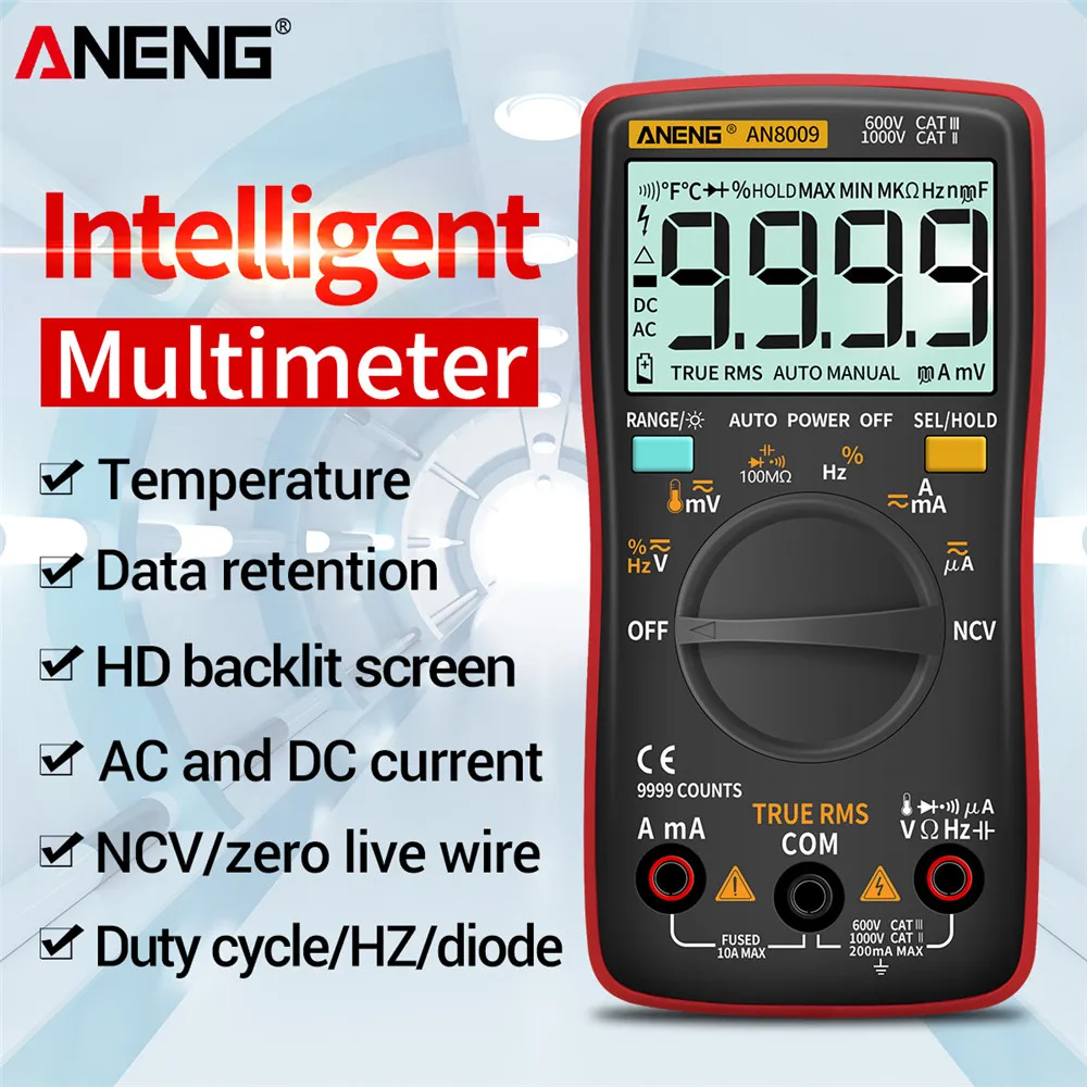 ANENG AN8008 Mini Digital Multimeter 409b Double Fuse Auto-range Medidor EléctricoTrue-RMS Transistor Capacitor Teste Tools
ANENG AN8008 Mini Digital Multimeter 409b Double Fuse Auto-range Medidor EléctricoTrue-RMS Transistor Capacitor Teste Tools