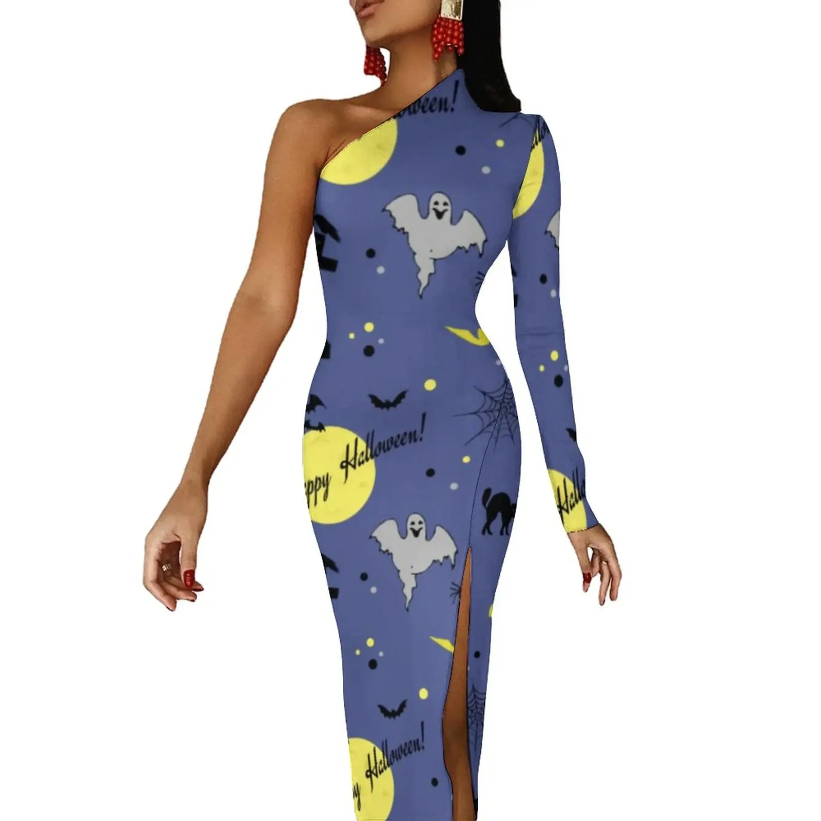Black Bats Maxi Dress One Shoulder Happy Halloween Aesthetic Bodycon Dresses Autumn Pretty Dress Woman Printed Vestido
Black Bats Maxi Dress One Shoulder Happy Halloween Aesthetic Bodycon Dresses Autumn Pretty Dress Woman Printed Vestido