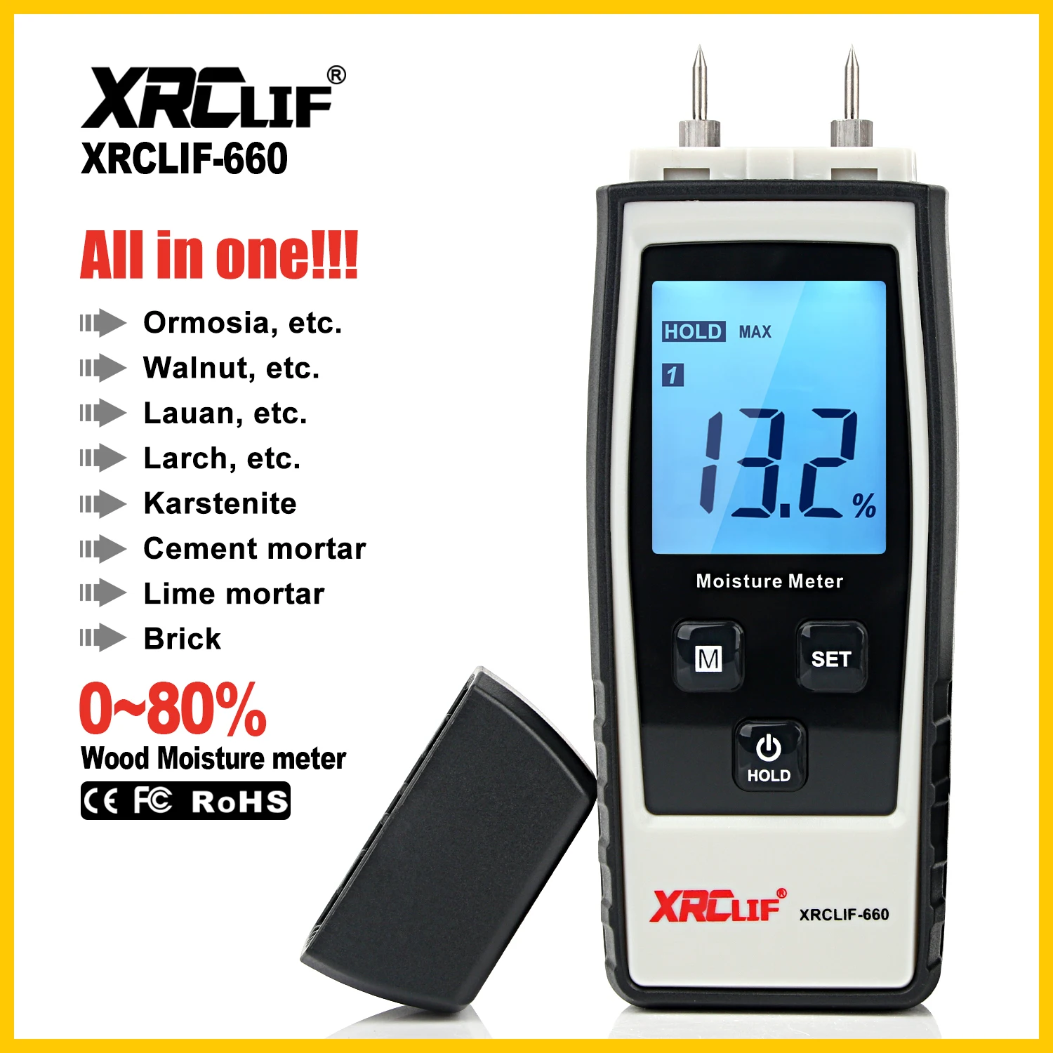 XRCLIF Wood Moisture Meter Hygrometer Timber Damp Detector Tree Density Humidity Tester Moisture Meter
XRCLIF Wood Moisture Meter Hygrometer Timber Damp Detector Tree Density Humidity Tester Moisture Meter