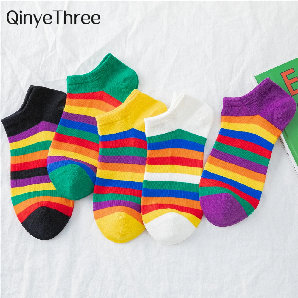 Women's Rainbow Stripes Socks Fashion Happy Candy Color Bright Colorful Striped Ankle Socks Soft Cotton Young Vintage Literary
Women's Rainbow Stripes Socks Fashion Happy Candy Color Bright Colorful Striped Ankle Socks Soft Cotton Young Vintage Literary