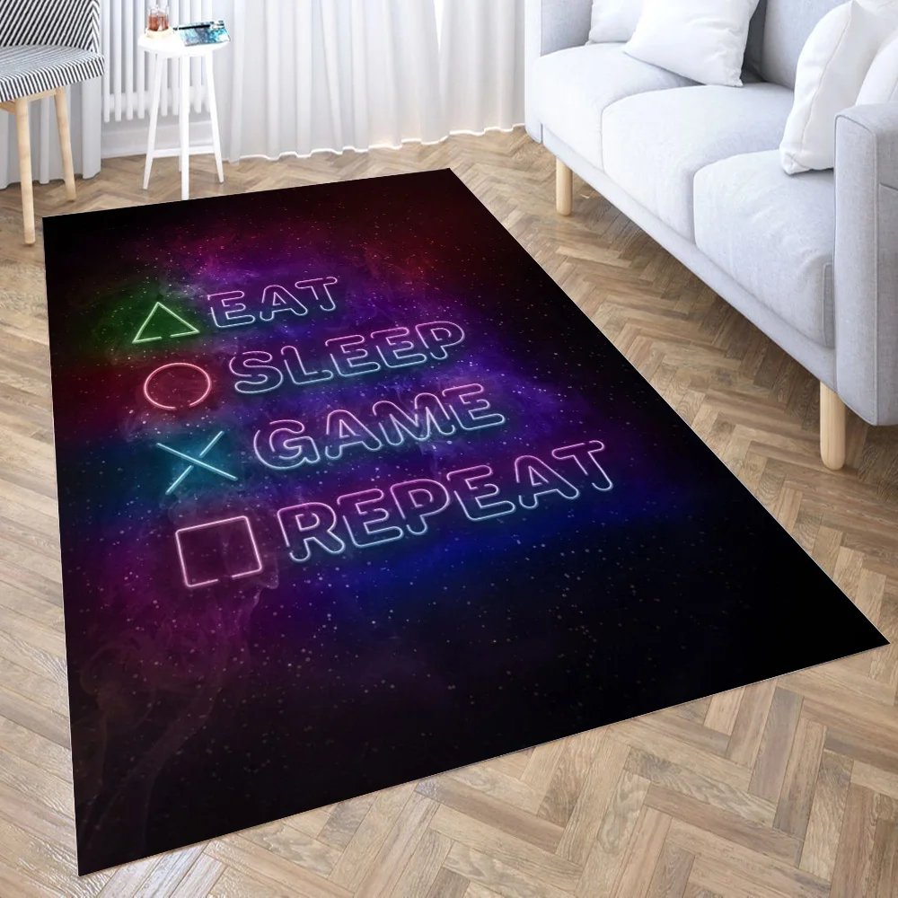 

Eat Sleep Game Repeat Carpet for Living Room Rug Children Bed Room Floor Carpets Window Bedside Home Decor Rugs Mat