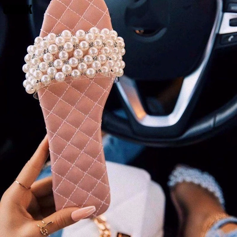 Pearl Slides for Women 2022 Summer Slippers Woman Sewing Outdoor Flats Ladies Square Toe Shoes Women's Casual Footwear Plus Size
Pearl Slides for Women 2022 Summer Slippers Woman Sewing Outdoor Flats Ladies Square Toe Shoes Women's Casual Footwear Plus Size