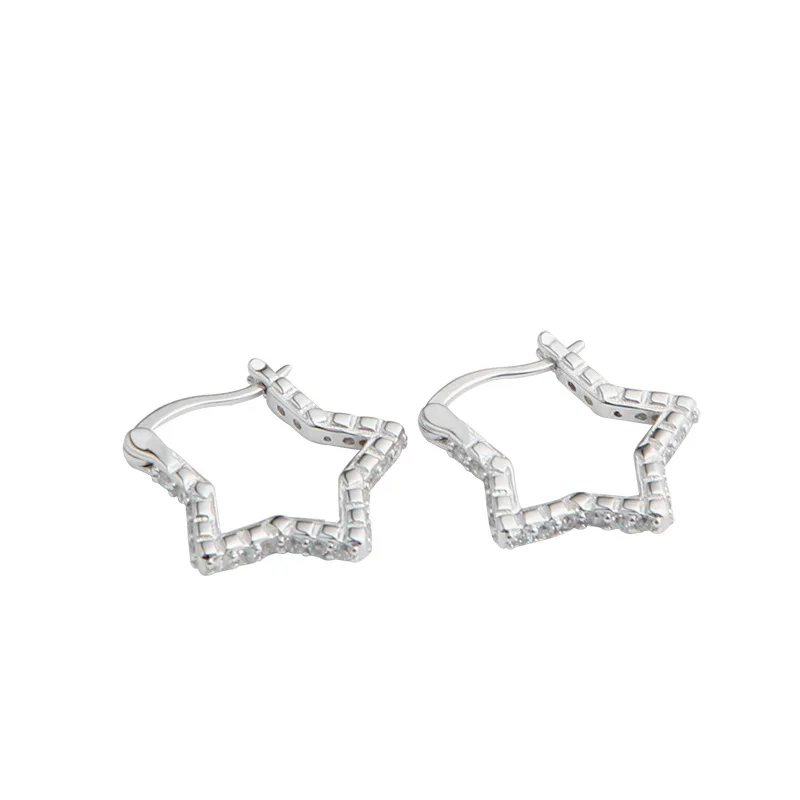 Women's 925 Sterling Silver Stud Earrings White Gold Five-pointed Star Checkered Ear Clips Fashion Jewelry Couple Love Gift
Women's 925 Sterling Silver Stud Earrings White Gold Five-pointed Star Checkered Ear Clips Fashion Jewelry Couple Love Gift