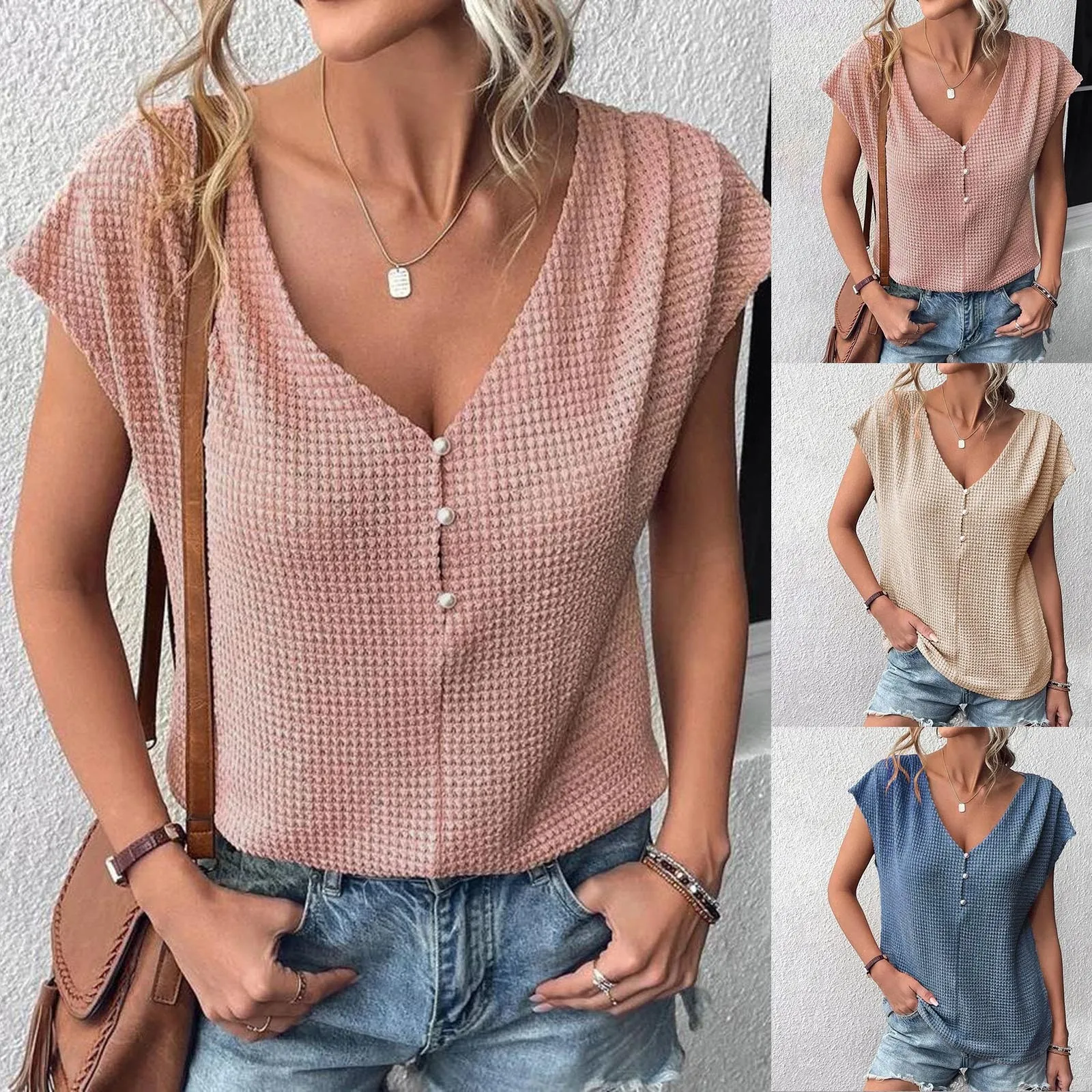 Womens Fashion Casual Tank Top V Neck T Shirts Summer Sleeve Casual Loose T Summer Sports Women Turtle Neck Top for Women Pack
Womens Fashion Casual Tank Top V Neck T Shirts Summer Sleeve Casual Loose T Summer Sports Women Turtle Neck Top for Women Pack
