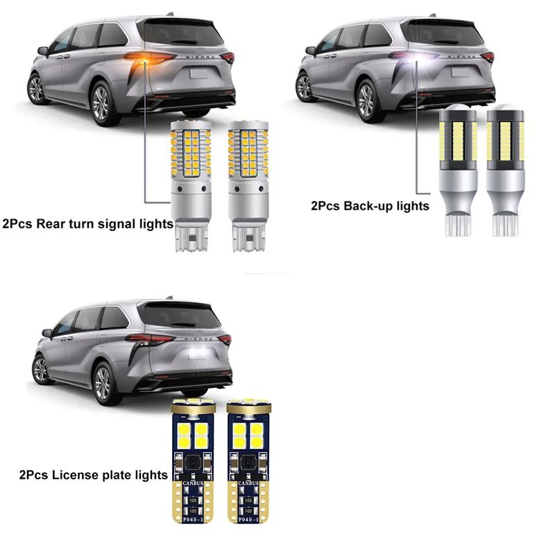 Автомобильная светодиодная лампа для Toyota Sienna Hybrid 2021 2022 2023 2024 2025 светодиодные автомобильные внешние резервные лампы указателя поворота CANBUS
Автомобильная светодиодная лампа для Toyota Sienna Hybrid 2021 2022 2023 2024 2025 светодиодные автомобильные внешние резервные лампы указателя поворота CANBUS