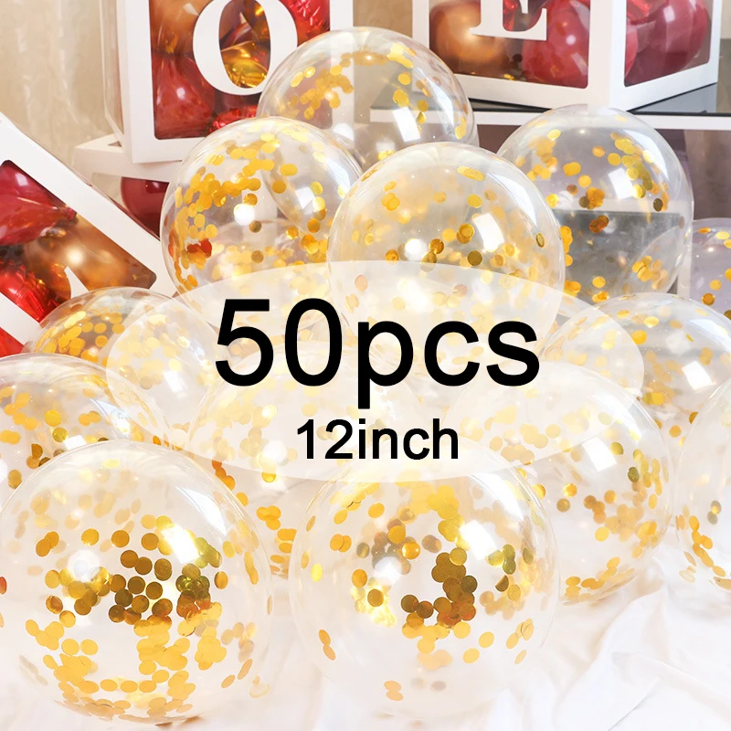 50Pcs Gold Confetti Balloons 12inch Silver Rose Gold Confetti Clear Latex Balloons for Birthday Wedding Christmas Decor Globos
50Pcs Gold Confetti Balloons 12inch Silver Rose Gold Confetti Clear Latex Balloons for Birthday Wedding Christmas Decor Globos