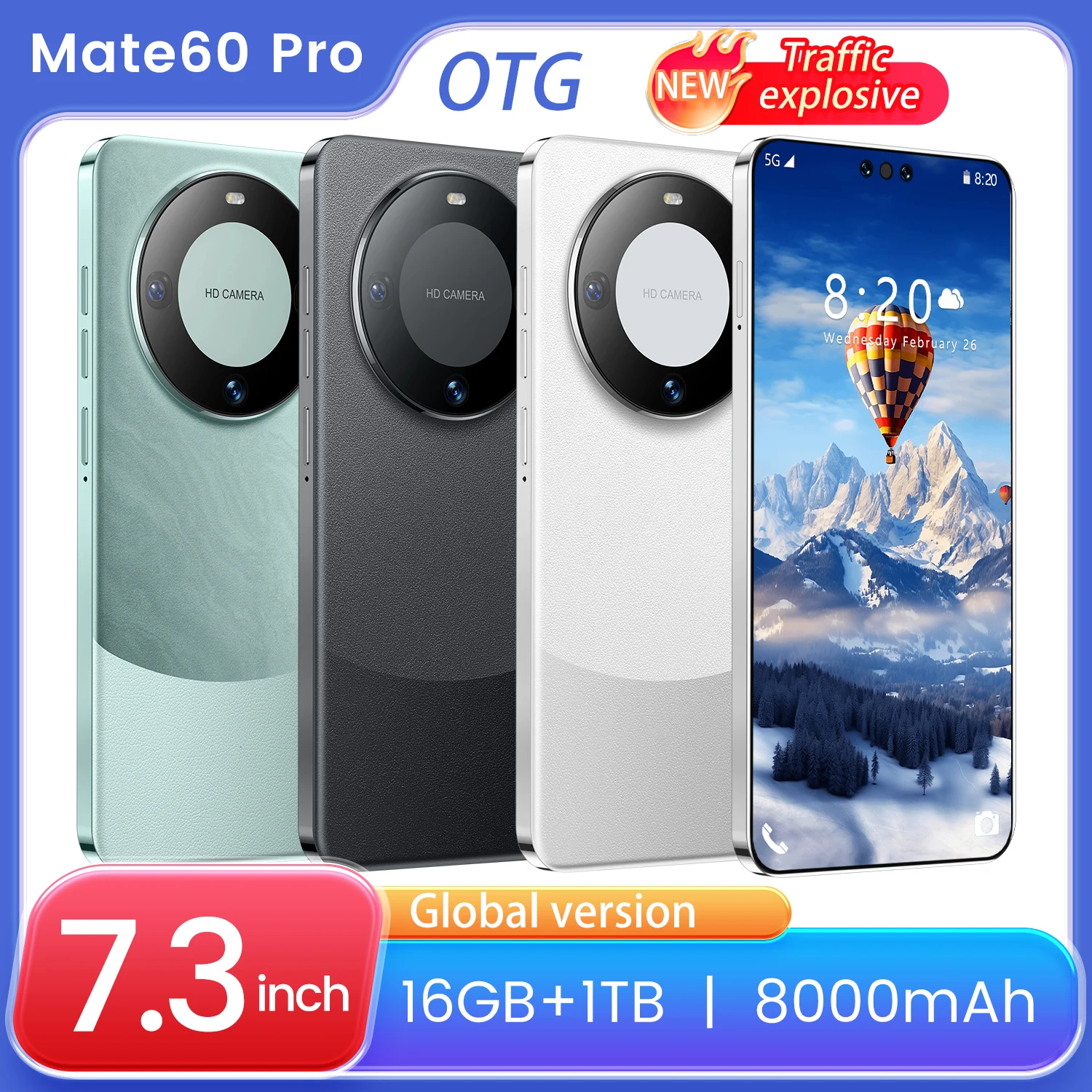 2023 new unlocked Mate60 Pro phone original 7.3 HD mobile phones android 8000mah mobile phones 16GB+1TB 5g global version phones
2023 new unlocked Mate60 Pro phone original 7.3 HD mobile phones android 8000mah mobile phones 16GB+1TB 5g global version phones