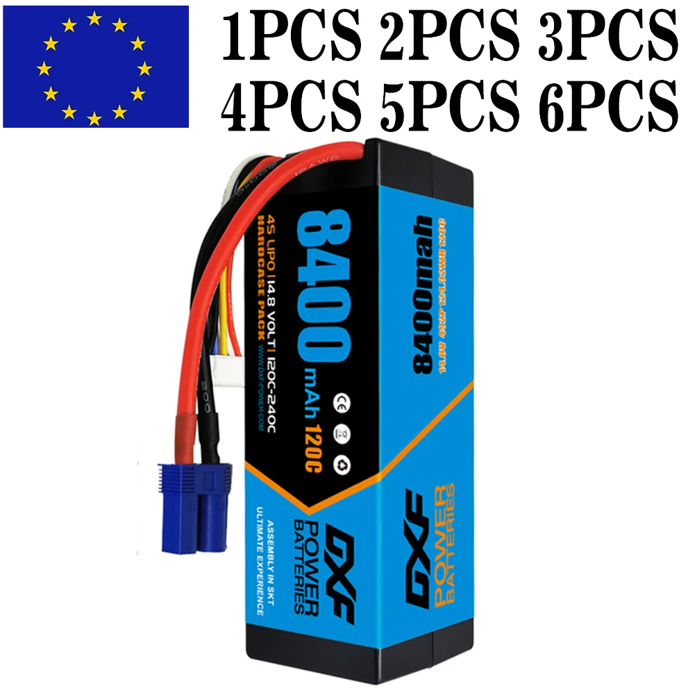 DXF 4S Lipo Battery 14.8V 120C 8400mAh Lipo Battery with EC5 Plug Hardcase Battery For RC Car Boat Truck Airplane UAV RACING
DXF 4S Lipo Battery 14.8V 120C 8400mAh Lipo Battery with EC5 Plug Hardcase Battery For RC Car Boat Truck Airplane UAV RACING