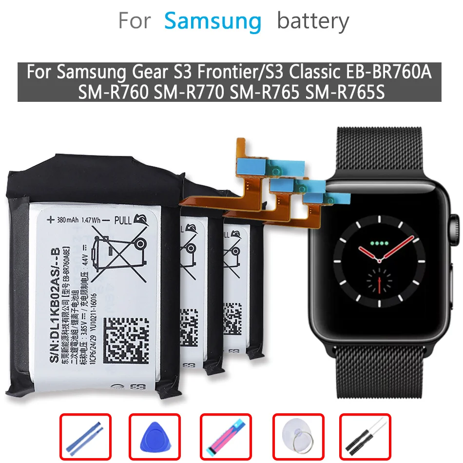 EB-BR760ABE 380mAh Battery For Samsung Gear S3 Frontier/S3 Classic EB-BR760A SM-R760 SM-R770 SM-R765 SM-R765S Mobile Phone
EB-BR760ABE 380mAh Battery For Samsung Gear S3 Frontier/S3 Classic EB-BR760A SM-R760 SM-R770 SM-R765 SM-R765S Mobile Phone
