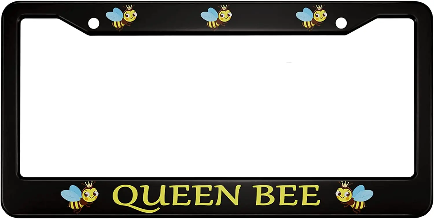 Номерной знак Queen Bee из алюминиевого сплава милые желтые пчелы синие крылья с короной улыбка применимо к стандарту транспортных средств США 
Номерной знак Queen Bee из алюминиевого сплава милые желтые пчелы синие крылья с короной улыбка применимо к стандарту транспортных средств США