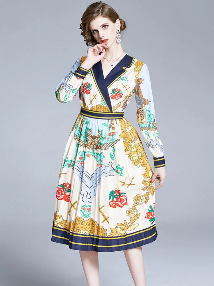Europe Style Fashion Runway Print Vintage Spring Dresses for Women 2022 Long Sleeve Elegant Casual Pleated Midi Vestidos Female
Europe Style Fashion Runway Print Vintage Spring Dresses for Women 2022 Long Sleeve Elegant Casual Pleated Midi Vestidos Female