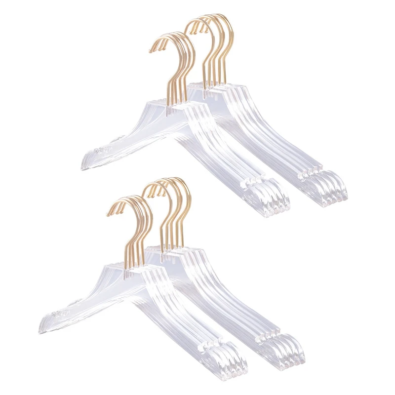 

Прозрачная акриловая вешалка для одежды с золотым крючком, 10 шт., вешалка для платья с вырезом для леди, детей
