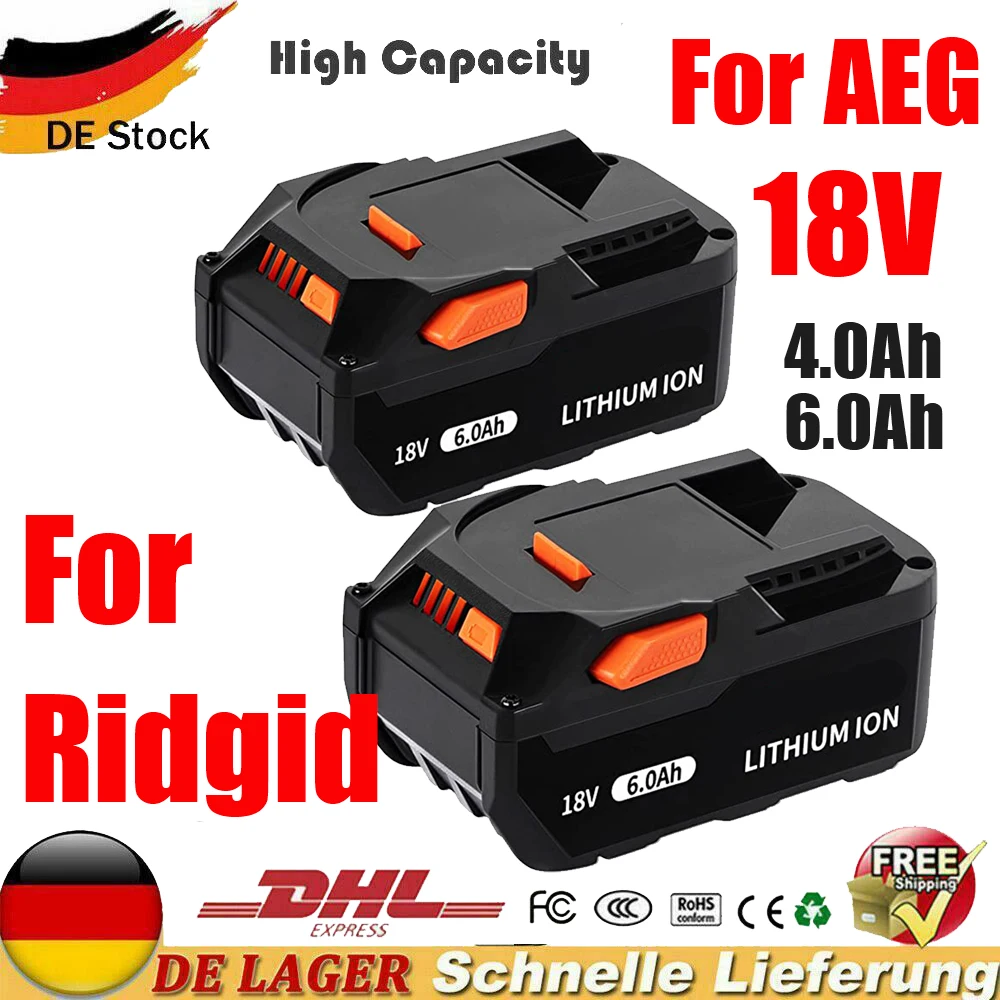 For AEG 18V Battery 6.0AH Lithium-Ion Battery For RIDGID R840087 R840085 L1815R L1850R L1830R R840083 Series Cordless Power Tool
For AEG 18V Battery 6.0AH Lithium-Ion Battery For RIDGID R840087 R840085 L1815R L1850R L1830R R840083 Series Cordless Power Tool