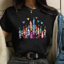 Funny Disney Villains Graphic Print Women Tshirt Harajuku 90s Girl Tees Summer Short Sleeves T Shirts Female Streetwear Tops