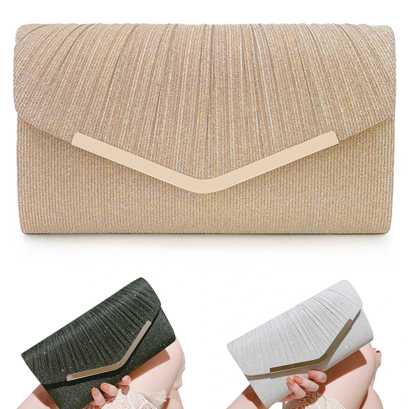 Fashion Pleated Envelope Bag Temperament Evening Dress Handheld Bag Simple Square Prom Party Dinner Shiny Sequin Envelope Bag
Fashion Pleated Envelope Bag Temperament Evening Dress Handheld Bag Simple Square Prom Party Dinner Shiny Sequin Envelope Bag