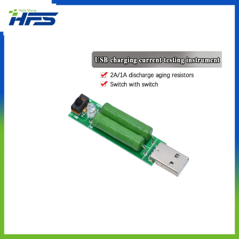 

USB Port Mini Discharge Load Resistor Digital Current Voltage Meter Tester 2A 1A With Switch 1A Green Led 2A Red Led