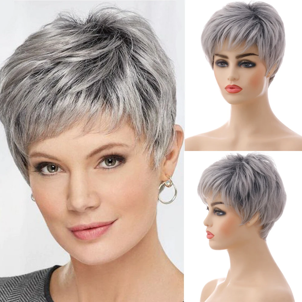 Short Straight Wigs Grey Synthetic Hair Wigs with Bangs for Women Daily Cosplay Heat Resistant Natural Hair Wigs
Short Straight Wigs Grey Synthetic Hair Wigs with Bangs for Women Daily Cosplay Heat Resistant Natural Hair Wigs