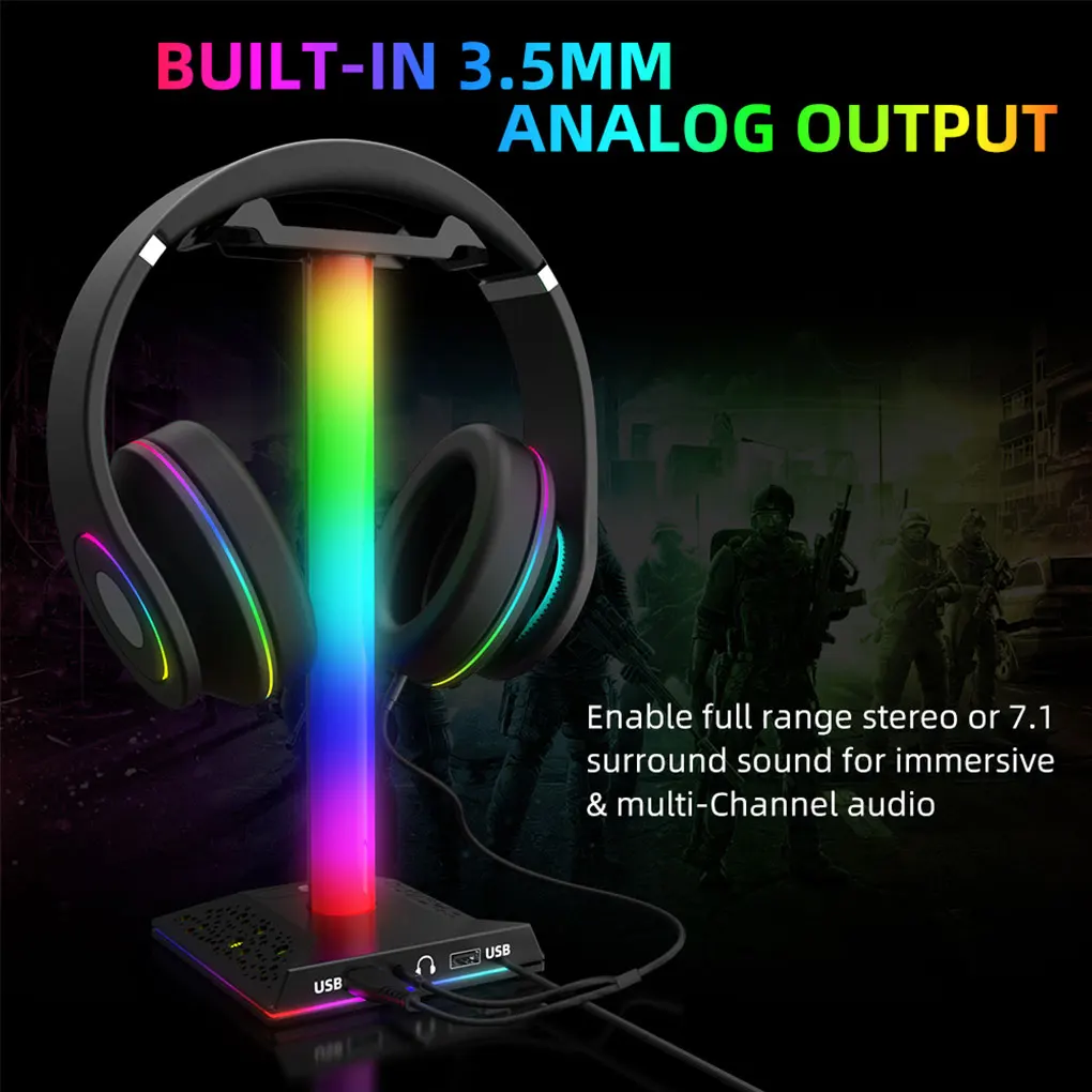 Piifoxer RGB Glowing Bluetooth-compatible Headset Stand Desktop 10 Light Modes Headphone Holder Apartment Bracket
Piifoxer RGB Glowing Bluetooth-compatible Headset Stand Desktop 10 Light Modes Headphone Holder Apartment Bracket