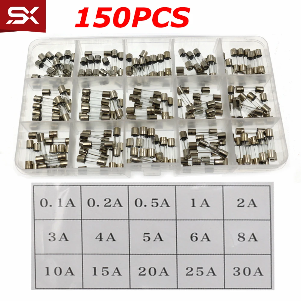 150PCS 5x20 Car Glass Tube Fuse Assortment kit 0.1A-30A Fast Quick Blow Glass Tube Fuses Auto Car Motorcycle Glass Tubular Fuses
150PCS 5x20 Car Glass Tube Fuse Assortment kit 0.1A-30A Fast Quick Blow Glass Tube Fuses Auto Car Motorcycle Glass Tubular Fuses