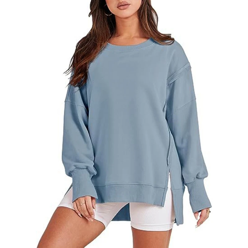 Women's Oversized Sweatshirt Long Sleeve Top Round Neck Drop Shoulder Pullover Tops Solid Color Slit Sweatshirt Hoodies
Women's Oversized Sweatshirt Long Sleeve Top Round Neck Drop Shoulder Pullover Tops Solid Color Slit Sweatshirt Hoodies