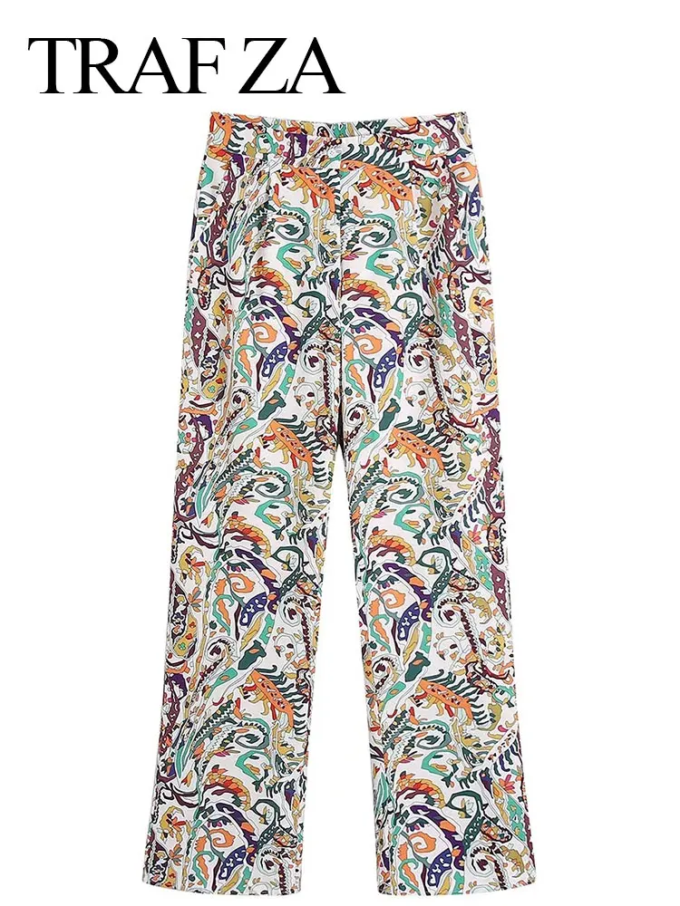 TRAF ZA Vintage Printed Women's Trousers Casual Beautiful Chic Zipper Straight Pants Pocket Fashion Street Daily Ladies Wear
TRAF ZA Vintage Printed Women's Trousers Casual Beautiful Chic Zipper Straight Pants Pocket Fashion Street Daily Ladies Wear