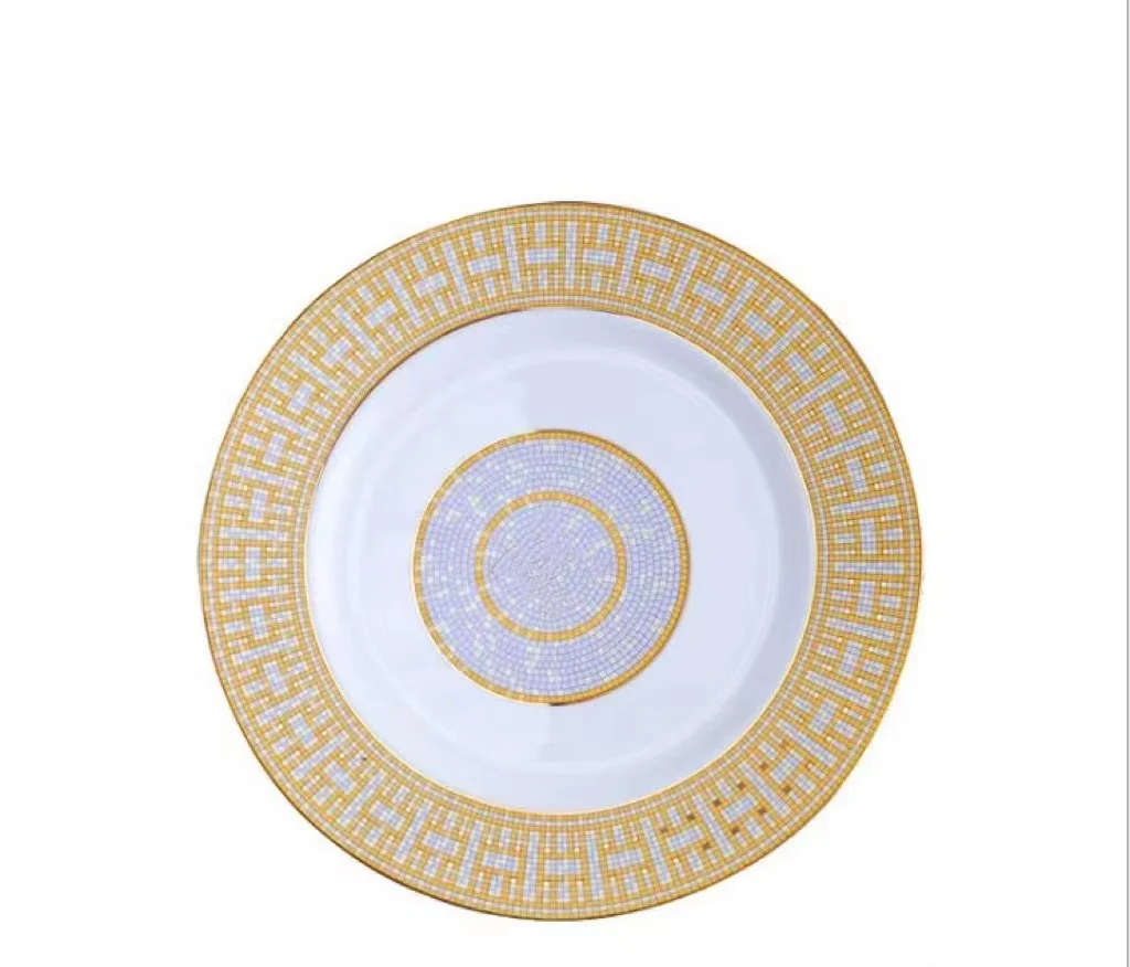 

Luxury Bone China Dishes And Plates Porcelain Cake Dish Pastry Fruit Tray Ceramic Tableware Steak Dinner Plates