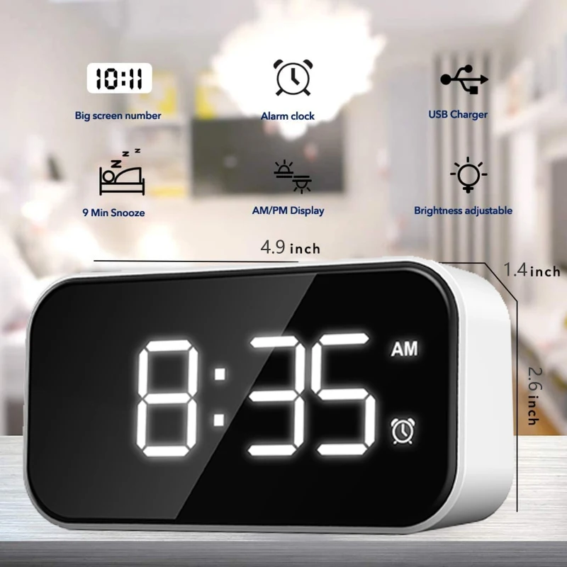 Digital Alarm Clock Full LED Mirror Screen 5-inch Creative Digital Clock Touch Alarm Electronic Watch Large Time Home Decor Hot
Digital Alarm Clock Full LED Mirror Screen 5-inch Creative Digital Clock Touch Alarm Electronic Watch Large Time Home Decor Hot
