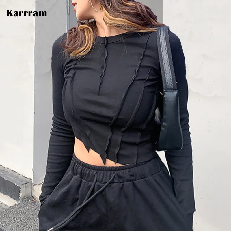 Karrram корейская мода Дизайнерская одежда Асимметричные кроп-топы с длинным рукавом облегающие сексуальные футболки шикарная уличная одежда...
Karrram корейская мода Дизайнерская одежда Асимметричные кроп-топы с длинным рукавом облегающие сексуальные футболки шикарная уличная одежда...