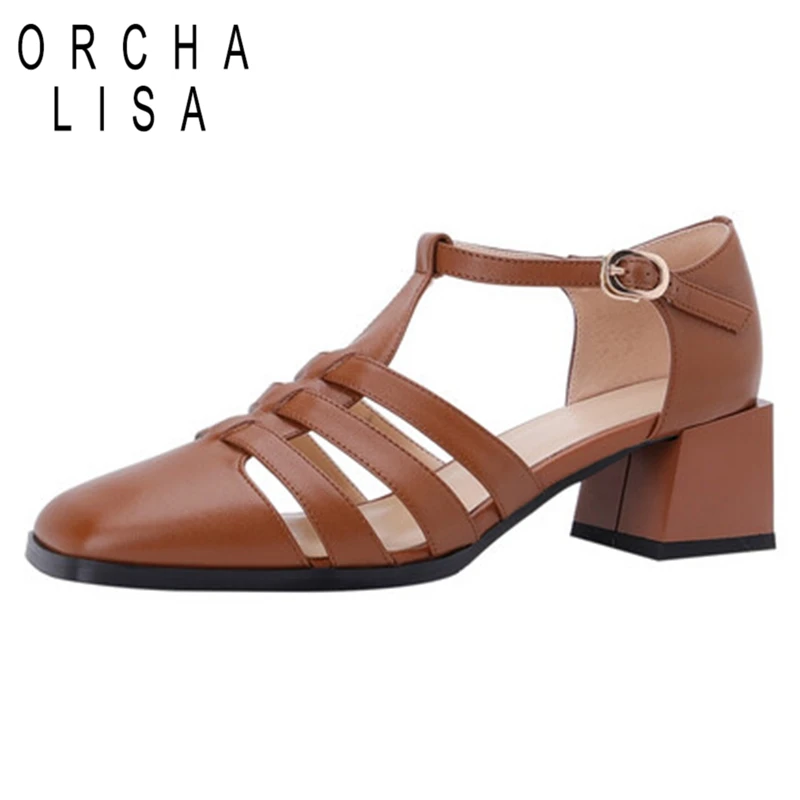 ORCHA LISA Women Sandals Square Toe Chunky Cover Heels Full Grain Leather Straps Rome Shoes Size 33-41 Black Brown Spring S3239
ORCHA LISA Women Sandals Square Toe Chunky Cover Heels Full Grain Leather Straps Rome Shoes Size 33-41 Black Brown Spring S3239