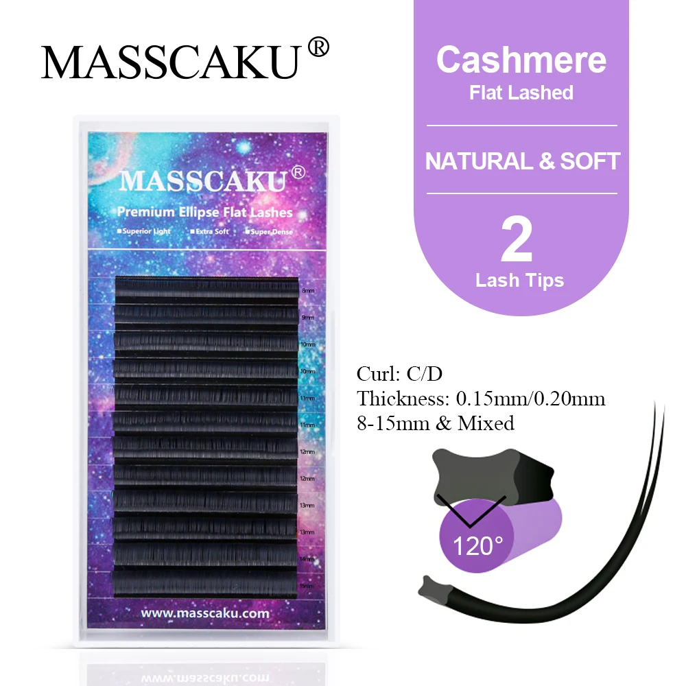 

MASSCAKU Matte Flat Eyelashes Extension C D Curl 8-15 mm Individual Mixed Spit Ellipse Soft Nature Lashes Supplies Wholesale