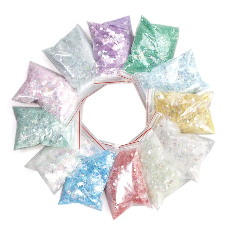 

50g/Bag Iridescent Nail Glitter Flake Shiny Mermaid Sequins Mix Irregular Slices Symphony Glitter Paillettes Nail Glitter Sequin
