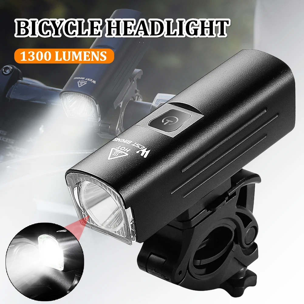 Bike Light 1300 Lumen Bicycle Headlight Flashlight Handlebar Front Lamp USB Rechargeable Waterproof Headlight Bike Accessories
Bike Light 1300 Lumen Bicycle Headlight Flashlight Handlebar Front Lamp USB Rechargeable Waterproof Headlight Bike Accessories