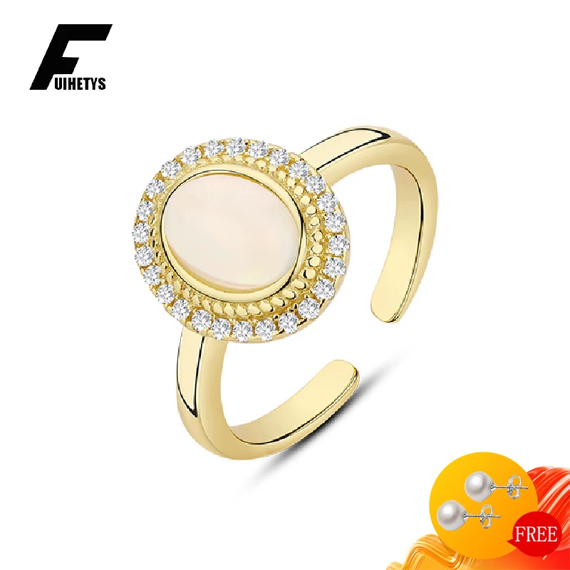 FUIHETYS Women Ring S925 Silver Jewelry with Opal Zircon Gemstone Ornaments Open Finger Rings for Wedding Party Birthday Gift 
FUIHETYS Women Ring S925 Silver Jewelry with Opal Zircon Gemstone Ornaments Open Finger Rings for Wedding Party Birthday Gift