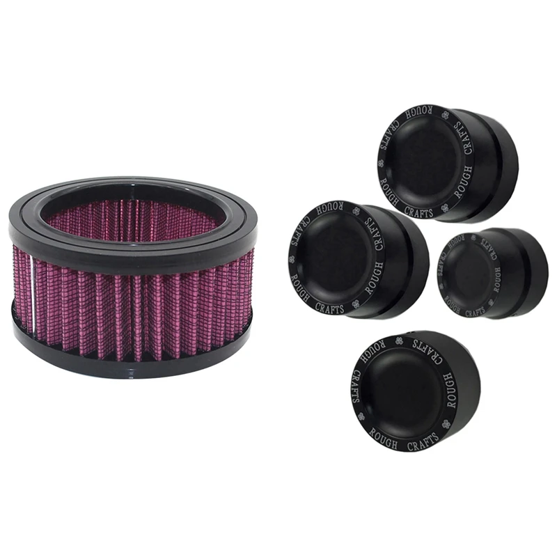 Replacement Air Cleaner Intake Filter With 4 Pcs Black Aluminum Rough Craft Carving Front & Rear Axle Nut Covers Caps
Replacement Air Cleaner Intake Filter With 4 Pcs Black Aluminum Rough Craft Carving Front & Rear Axle Nut Covers Caps