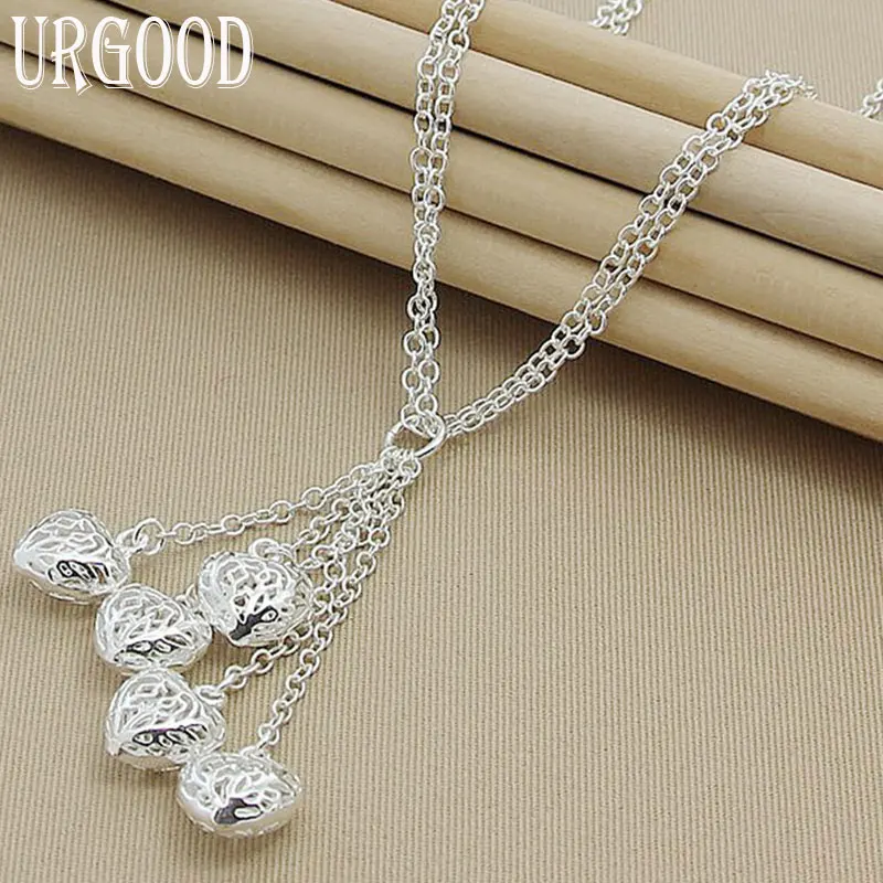 925 Sterling Silver Multi Chain Five Heart Necklace 18 Inch For Women Party Engagement Wedding Fashion Jewelry
925 Sterling Silver Multi Chain Five Heart Necklace 18 Inch For Women Party Engagement Wedding Fashion Jewelry
