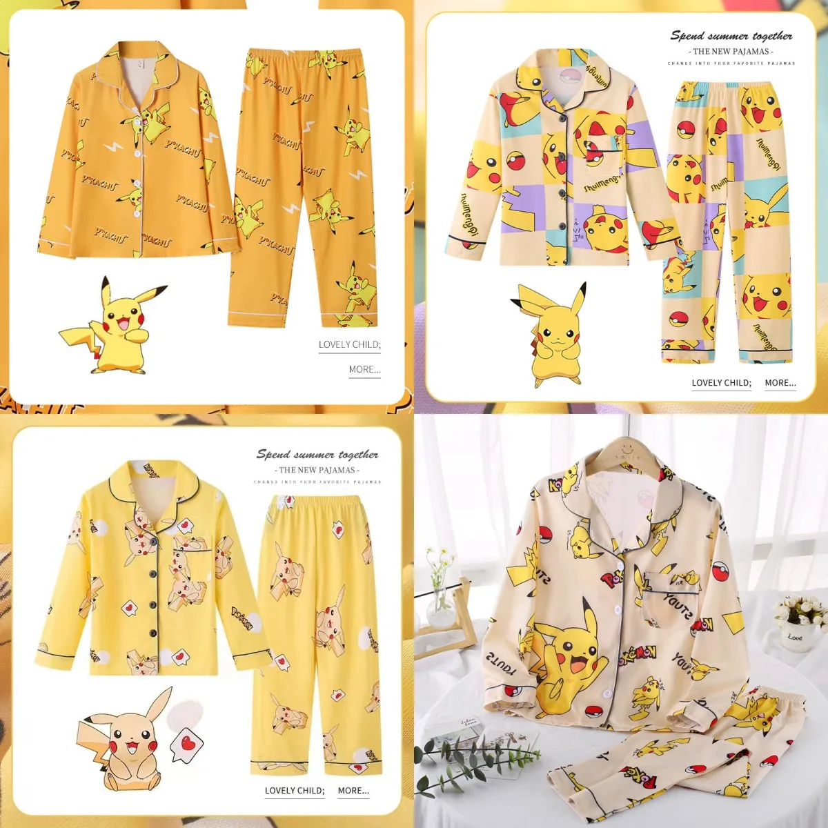 Pokemon Cartoon Pikachu Children's Cartoon Pajamas Boys' Spring and Autumn Long Sleeve Thin Medium and Big Boys' Lapel Home Suit
Pokemon Cartoon Pikachu Children's Cartoon Pajamas Boys' Spring and Autumn Long Sleeve Thin Medium and Big Boys' Lapel Home Suit