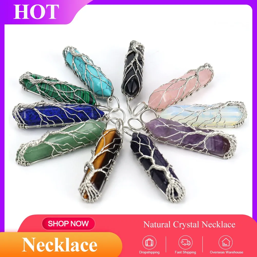Hexagonal Prism Necklace Natural Crystal Stone Necklace Pendant Point Hand-wound Tree Of Life Reiki For Women Jewelry Necklace
Hexagonal Prism Necklace Natural Crystal Stone Necklace Pendant Point Hand-wound Tree Of Life Reiki For Women Jewelry Necklace