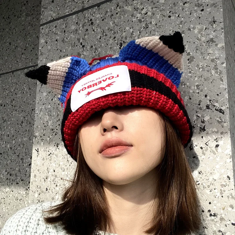 2022 Winter Cute Cat Ears Beanies Women Fox Hat Stripe Crochet Knitted Hat Photography Prop Party Skullies Unisex Hip-hop Cap
2022 Winter Cute Cat Ears Beanies Women Fox Hat Stripe Crochet Knitted Hat Photography Prop Party Skullies Unisex Hip-hop Cap