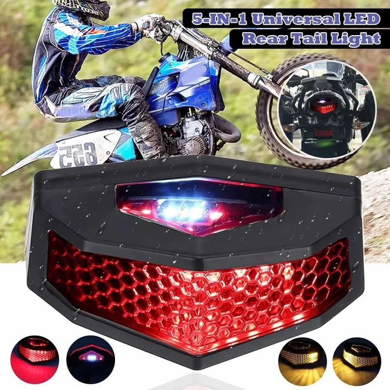 New 12V Universal Motorcycle ATV Taillight 5In1 LED Rear Tail Lights Brake Stop Light Turn Signal License Plate Light
New 12V Universal Motorcycle ATV Taillight 5In1 LED Rear Tail Lights Brake Stop Light Turn Signal License Plate Light