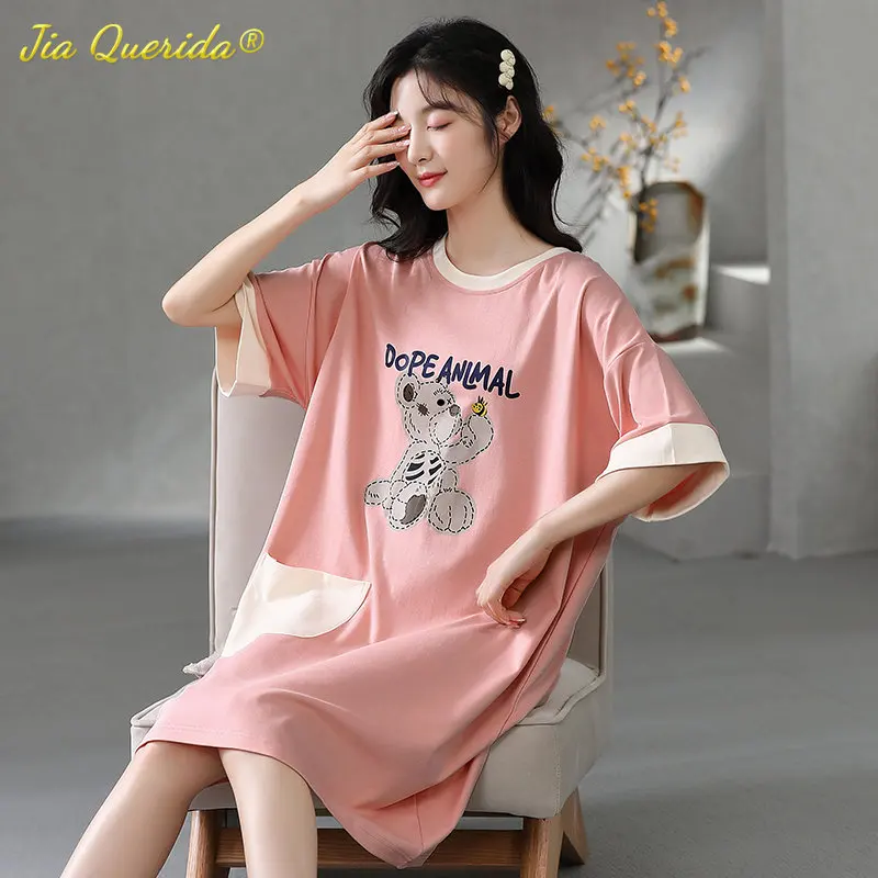 Летняя мультяшная Ночная сорочка, Женская хлопковая ночная рубашка с милым принтом медведя, женская ночная рубашка, одежда для сна для моло...
Летняя мультяшная Ночная сорочка, Женская хлопковая ночная рубашка с милым принтом медведя, женская ночная рубашка, одежда для сна для моло...