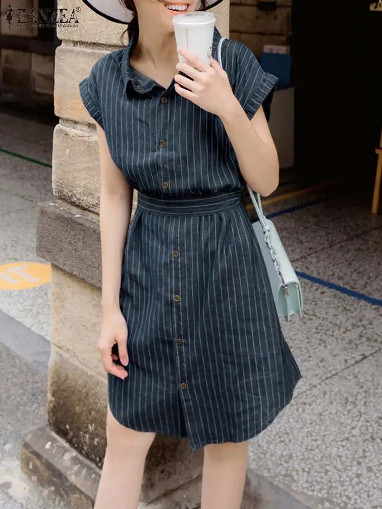 ZANZEA Woman Fashion Party Sundress Summer Stripe Printed Dress Female Casual Street Vestidos Short Sleeve Lapel OL Work Dresses
ZANZEA Woman Fashion Party Sundress Summer Stripe Printed Dress Female Casual Street Vestidos Short Sleeve Lapel OL Work Dresses