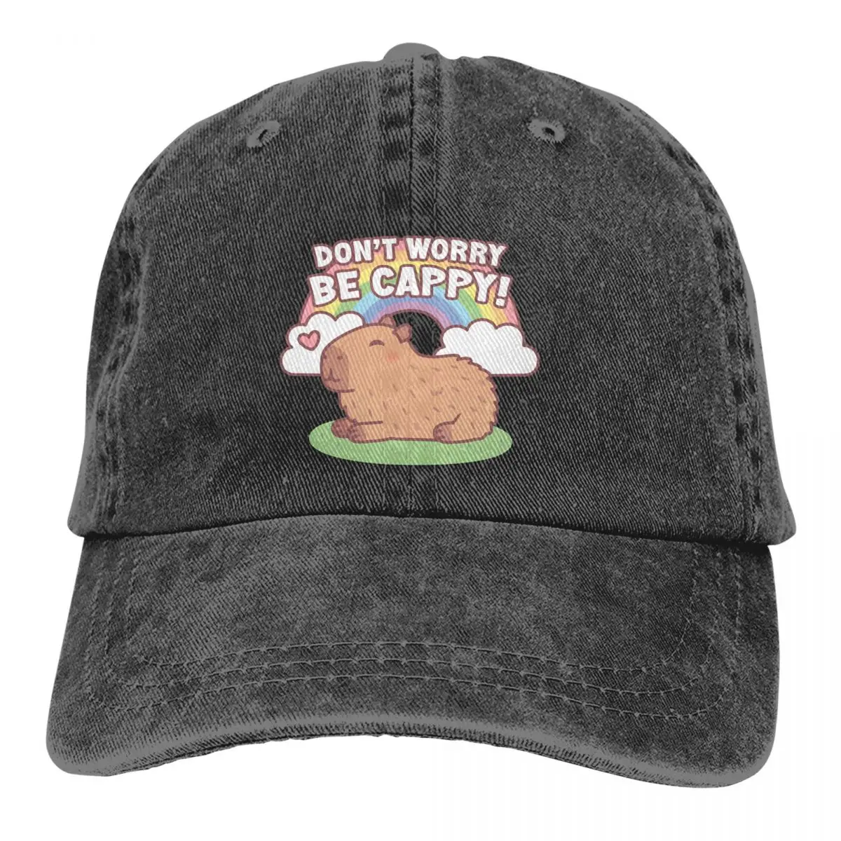 

Rainbow Don't Worry Be Cappy Baseball Cap Men Hats Women Visor Protection Snapback Capybara Animal Caps