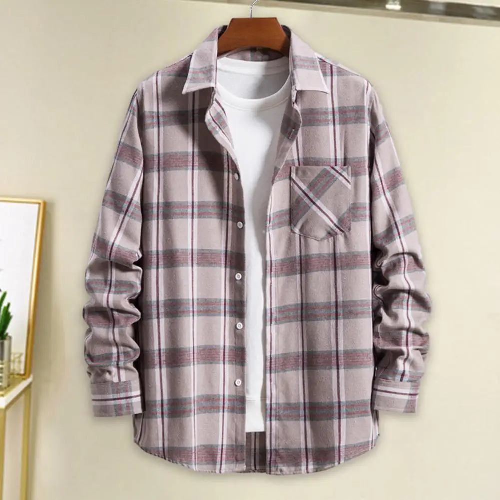 Men Shirt Coat Plaid Print Men's Cardigan Stylish Mid-length Shirt Coat with Turn-down Collar Single-breasted Design Long Sleeve
Men Shirt Coat Plaid Print Men's Cardigan Stylish Mid-length Shirt Coat with Turn-down Collar Single-breasted Design Long Sleeve