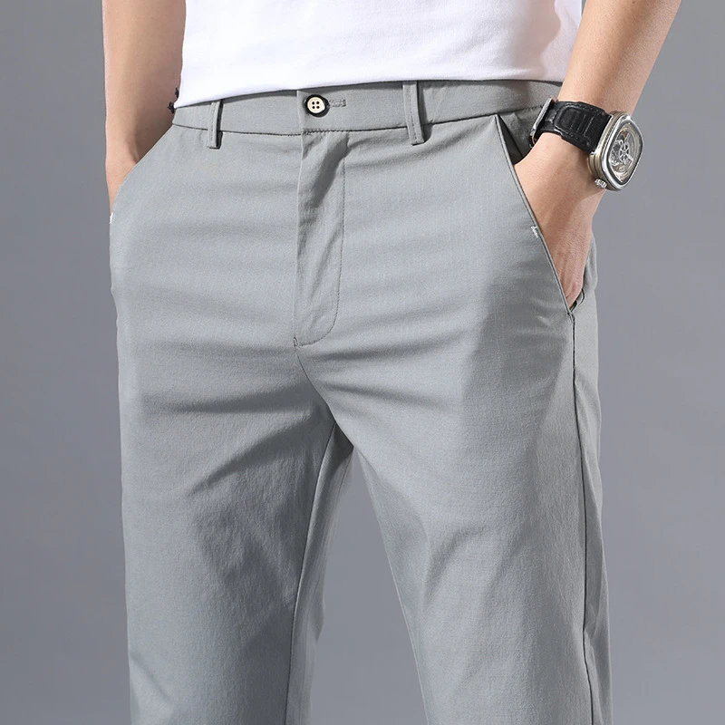 Men's Thin Solid Color Pants Casual Business Stretch Breathable Ice Silk Pants Summer Straight Slim Small Straight Leg Pants
Men's Thin Solid Color Pants Casual Business Stretch Breathable Ice Silk Pants Summer Straight Slim Small Straight Leg Pants